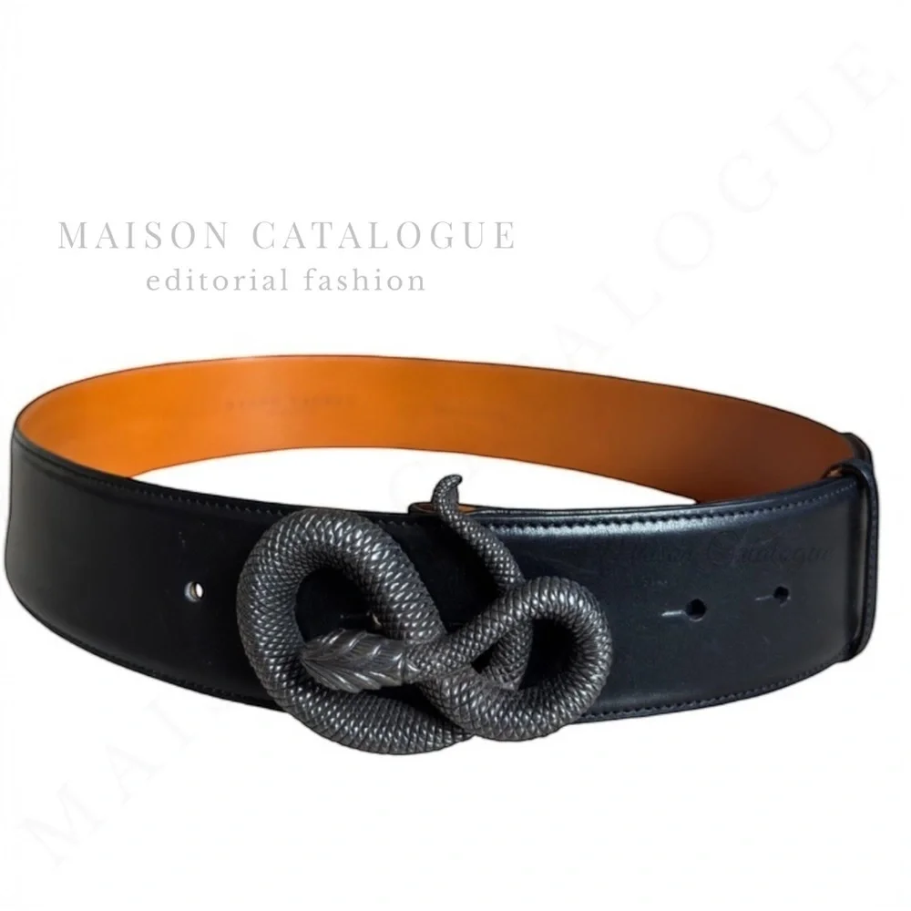 Ralph Lauren Collection Fall 2001 Sculptural Snake Buckle Black Calf Belt